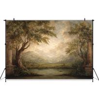 Mocsicka Vintažinis Gėlėtas Graikijos Stulpas Fonas Renesanso Aliejinė Tapyba Fotografijos Fonas Vestuvinis Portretas Vestuvių Fotosesija Cotton-210x150cm