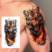 1 lapas Toteminis Liūtas Tigras Vilkas Laikinos Tatuiruotės Pilna Rankos Rankovė Moterims Vyrams Realistiški Netikri Gyvūnai Tatuiruotės Lipdukas Atsparus Vandeniui China Mainland black