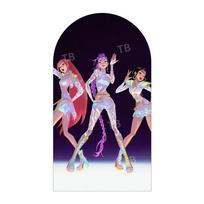 Kpop Demono Medžiotojo Lanko Fono Dangalas Mergaitės Gimtadienio Šventės Dekoracija Kūdikio Maudynių Vaikų Šauni Scenos Fotografavimo Fono Sienelė 1.6x3.9ft (50x120cm)