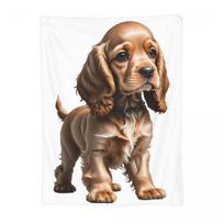 Cute Cocker Spaniel Dog Animal Blanket Soft Warm Flannel Throw Blanket Bedding for Bed Living room Picnic Travel Home Sofa 75x100cm (30x40inch) black