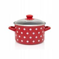 Emaliuotas puodas 6,75 L, 24 cm, raudonas "dots on red"