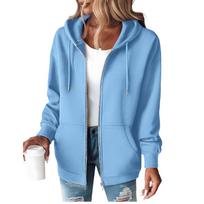 Women's Half-Zip Hoodie with Drawstring Hood and Pocket for Casual Everyday Wear XL mėlyna