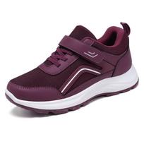 Moteriški pavasariniai patogūs minkštapadžiai sportiniai vaikščiojimo batai, Velcro užsegimo vyresnio amžiaus žmonių laisvalaikio avalynė, unisex stiliaus. 41 violetinė