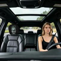 Ghost Headrest Covers Ghost Face Funny Soft Breathable Interior Accessories 2-Piece Full Face Car Headrest Cover For Automotive 2pc