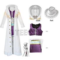 One Nico Robin Cosplay Costumes Long Fur Collar Coat Dress Hat Outfits Piece Halloween Carnival Suit For Women XXXL white