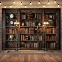 Elegantiškas Antikvarinis Bibliotekos Fonas Gobelenas Sienos Dekoras Akademinis Studijų Kambarys Knygų Lentyna Vintažinis Dekoras Fonas 150X200CM
