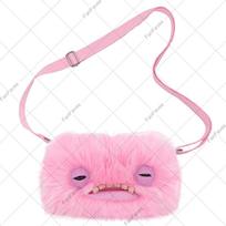 Fuggler Original Plush Crossbody Bag Big Head Ugly Tooth Monster Shoulder Bag Furry Funk Purse Wallet Storage Bag Birthday Gift 1pc with box white