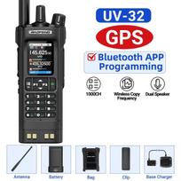 BAOFENG UV-32 GPS Racija AM FM Ilgo Nuotolio Bluetooth Programuojama 10W Belaidžio Dažnio Kopijavimas 1000CH Dvipusis Radijas US