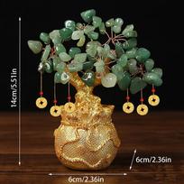 Laimės medžio turtas Geltonas krištolinis medis Natūralūs pinigų medžio papuošalai Bonsai stiliaus turtai Sėkmės feng shui papuošalai amatai Green B