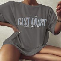 Spalvotas Didžiosios Rytų pakrantės Oversized T-shirt juokingas vasaros stilius Laiski marškinėliai Moteriški Madingi Laisvalaikio medvilniniai Estetiški viršutiniai 3XL pilka