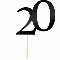 Torto dekoracija "20" – Juoda skaičiaus formos