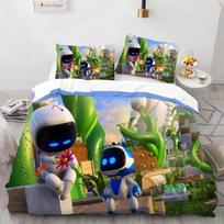 Astro Bot mielas animacinių filmų patalynės komplektas Antklodžių komplektas viengulė dvigulė lova labai didelė lovos komplektas suaugusiems berniukams Miegamojo antklodės užvalkalas pagalvės užvalkalas 135X200cm-2pcs gray