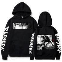 Berserk Guts Hoodies Vyrams Moterims Grafinis Spaudas Ruduo Žiema Vilnos Gatvės Apranga Viršutiniai Drabužiai M black