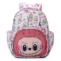Labubu cartoon primary school student backpack cute lightweight weight-reducing children's backpack CLE rožinė