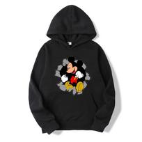 New Disney Mickey Mouse Couple American style Cute Pink Hoodie in the Autumn and Winter for Men's and Women's Couple's Clothing 2XL black