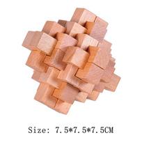 Medinis Kong Ming Lock Lu Ban Lock IQ galvosūkis Inteligencia Rompecabezas 3D De Madera Montessori mokomieji žaislai brown