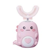 Yousheng Kids U-Shaped Electric Toothbrush IPX7 Waterproof 2 Modes Adjustable 360 Degrees Cleaning Cartoon Dinosaur Toddlers Boys Girls Rechargeable Kid-6Y rožinė