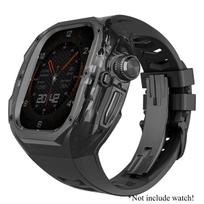 Prabangus modifikavimo rinkinys Apple Watch Ultra 3 49mm Sportinis guminis dirželis iWatch Series Ultra 2 1 49mm Ledyno dėklas Refit rinkinys For Ultra 3 49MM black