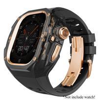 Prabangus modifikavimo rinkinys Apple Watch Ultra 3 49mm Sportinis guminis dirželis iWatch Series Ultra 2 1 49mm Ledyno dėklas Refit rinkinys For Ultra 1 49MM black