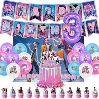 Demonų Medžiotojų vakarėlio stalo įrankių rinkinys Kūdikio krikštynų reklaminis fonas Balionai Torto viršus K-pop Anime vakarėlio rinkinys 0-9 m. Gimtadienio dekoracijos as picture