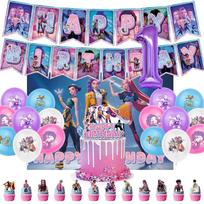 Demonų Medžiotojų vakarėlio stalo įrankių rinkinys Kūdikio krikštynų reklaminis fonas Balionai Torto viršus K-pop Anime vakarėlio rinkinys 0-9 m. Gimtadienio dekoracijos as picture blue
