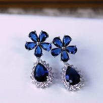 Classic Blue AAAA Cubic Zirconia Crystal CZ Zircon Earrings Drop Shape Flower Jewelry Women 925  Earrings women jewelry gray