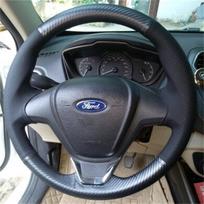 Ford Fiesta 2008-2013 Ecosport 2013-2016 Rankomis siūta Neslystanti juoda Anglies Pluošto Oda Automobilio Vairo Dangtelis 2 gray