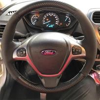 Ford Fiesta 2008-2013 Ecosport 2013-2016 Rankomis siūta Neslystanti juoda Anglies Pluošto Oda Automobilio Vairo Dangtelis 1 gray