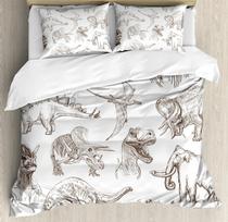 Dinozaurų patalynės užvalkalų komplektas vaikams Mažiems vaikams Animacinis dinozauras Patalynės komplektas Mielas dinozaurų raštas Poliesteris Antklodės užvalkalas Karaliaus dydis AU Single(140*210cm)3pcs white