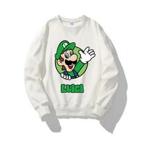 Super Mario Bros Animacinis Džemperis Vaikams Anime Figūrėlės Luigi Toad Bowser Yoshi Peach Cosplay Ilgomis Rankovėmis Viršutiniai Drabužiai 150 white