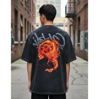 Demon Slayer Rengoku Kyojuro Ugnies kvėpavimas Vintažiniai skalauti marškinėliai su spaudiniu ant nugaros, Unisex Oversized Streetwear, Anime gerbėjo dovana XXL black