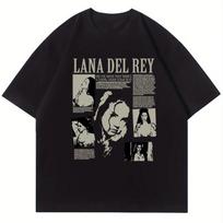 Dainininkės Lana Del Rey Spausdinti Marškinėliai Vyrams Moterims Mados Hip Hop Gatvės Apranga Harajuku Trumpomis Rankovėmis Dydžio Laisvalaikio Marškinėliai Unisex Viršus M gray