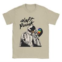 Daft Punk muzikiniai marškinėliai Vasariniai Harajuku marškinėliai Porai Medvilniniai ApvaliaKakleliu Dydžio Per Dydį Drabužiai Trumpomis Rankovėmis Streetwear Viršutiniai Drabužiai L beige