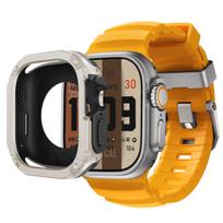 Apyrankė+Dėklas Apple Watch Ultra 2 49mm 44mm 45mm 46mm Silikoninė juosta TPU+PC iWatch Series Ultra 3 SE 3 11 10 9 8 7 6 5 Apsauga 44mm orange