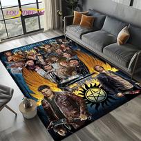 3D SPN Supernatural Ženklas Dean Sam Kilimas Svetainės Miegamojo Namų Sofos Dekoravimui, Vaikų Žaidimų Zonos Kilimas Neslystantis Grindų Kilimėlis 70x100cm( 27x39in )