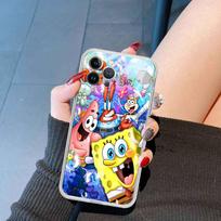 Animacinis mielas S-SpongeBob Anime telefono dėklas, skirtas iPhone 11 13 16 12 17 14 15 Pro Max Plus, minkštas skaidrus galinis dangtelis Coque iPhone 16e