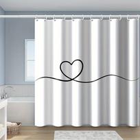 180X180cm Baltas Minimalistinis Širdelės Formos Dušo Užuolaidų Rinkinys, Madingos Dušo Užuolaidos Vonioms Vonios Kambario Dekoras W60H190(CM)-1 Pcs white