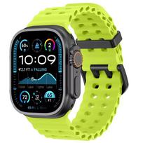 Vandenyno silikoninis dirželis Apple Watch Ultra 3 2 49mm/11 10 46mm 45mm 44mm sportiniam laikrodžiui, apyrankė iWatch Series 9 8 7 6 5 4 SE 3 Ultra 3-2-1 49mm fluorescencinė žalia spalva