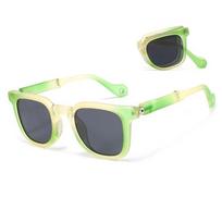 Trendy Foldable Kids Polarized Sunglasses Lightweight Flexible TR Frame Compact Folding Easy Carry Children's Sun Shades žalia