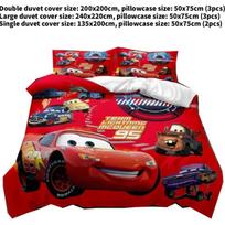 Automobiliukai Žaibas Makvynas Patalynės Komplektas Su Aktyviais Dažais Spausdintas Modernaus Stiliaus Vaikų Miegamojo Dekoras 200x200cm red