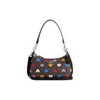 COACH shoulder bag Teri 24 heart-shaped printed zipper closure removable adjustable strap hand-held crossbody canvas and leather medium size women's juoda