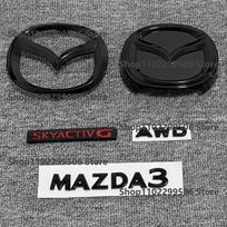 Blizganti juoda ABS Automobilio priekinės grotelės Eemblem Galinės bagažinės emblema Pakeičiami lipdukai SKYACTIV GX 2019-2025 m. Mazda 3 Logotipo Priedai gray