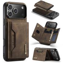 2 viename nuimamas magnetinis odinis telefono dėklas, skirtas iPhone 17 Air 16 15 14 13 12 11 Plus Pro Max, piniginės dangtelis, kortelių laikiklis, kišenė iPhone17 Pro kava