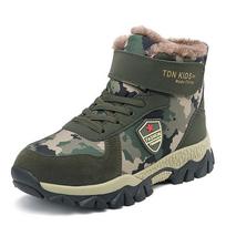 Žieminiai kamufliažiniai žygio batai vaikams su vilnos pamušalu, neslystančiu TPR padu, lauko veiklai, berniukams ir mergaitėms, amžiaus 4-16 Size 38, Insole Length 24.2 cm black