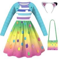Vaikams Gabbys lėlių namelis Animacinis Cosplay drabužiai Gabby katė Mergaitės Princesės suknelės + Kelnės Helovino vakarėlis Gimtadienio Cosplay kostiumas 120 yellow