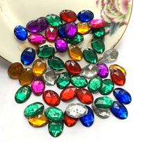N ew 35 Pcs each pack DIY charm Oval Acrylic Flat Rhinestones Multicolor Faceted Gems DIY Craft Jewelry Clothing Decorative Stones Phone Nail Decorate blue