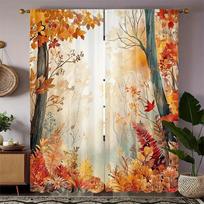Rudens geltonumo, su rudens lapų raštu, užuolaidos tinka miegamiesiems ir svetainėms, namų dekoravimui ir Kalėdoms 60×150cm white