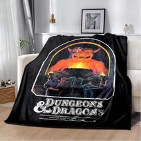 Dungeons & Dragons Vintage Basic Rules Cover Flannel Throw Blanket Red Dragon Warrior Print Soft Warm Sofa Bed Blanket Game Fan Home Decor Gift 80cm x 120cm gray