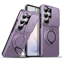 Reguliuojamas magnetinis stovas Laikiklis Dėklas, skirtas Samsung S26 Ultra S26 + Galaxy S25 ultra S24 23 ultra Dvigubo sluoksnio visiškai apsaugantis dangtelis Galaxy S23 Ultra violetinė