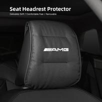 2 vnt. Automobilio sėdynės galvos atramos užvalkalas Odinis apsauginis dėklas Lipdukas Mercedes Benz AMG A B C E G CLA GLA GLC W211 W214 W205 W203W204 II2 gray